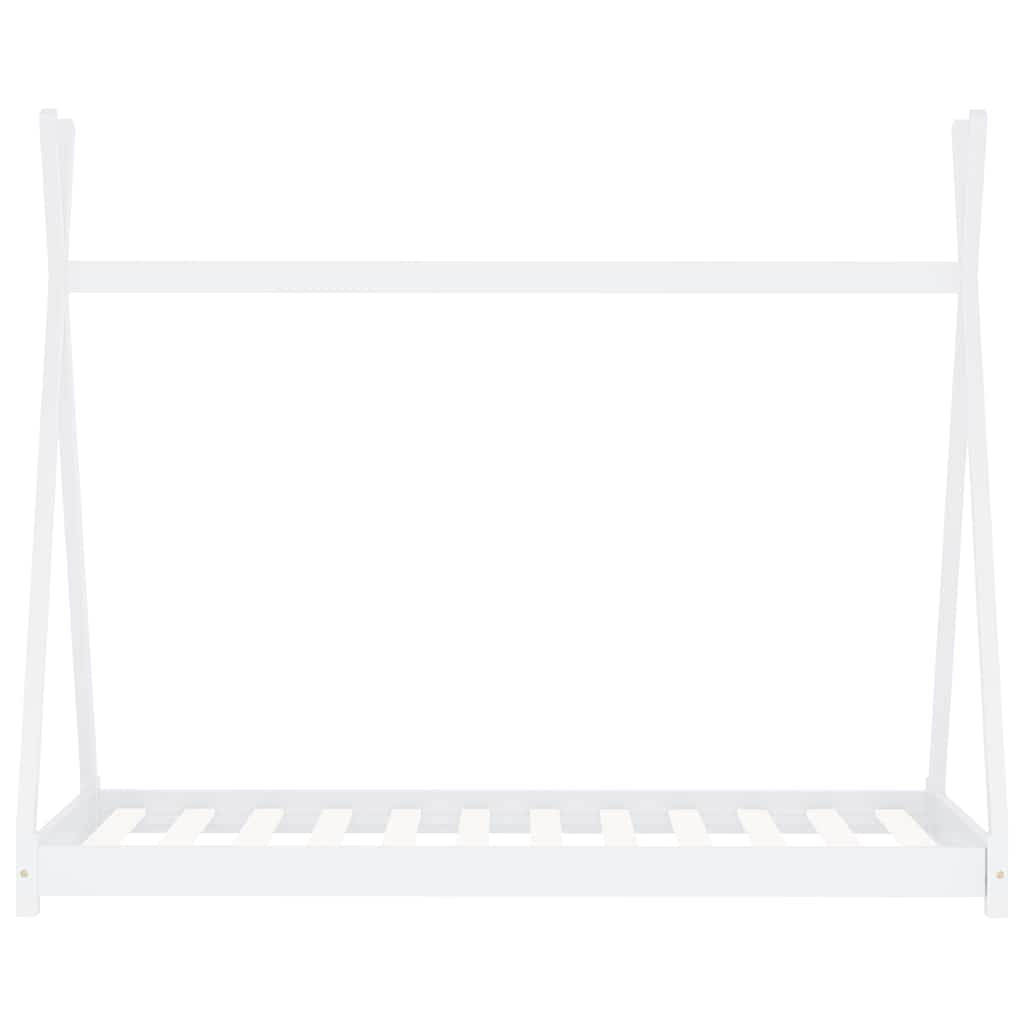 Kids Bed Frame White Solid Pine Wood 90x200 cm